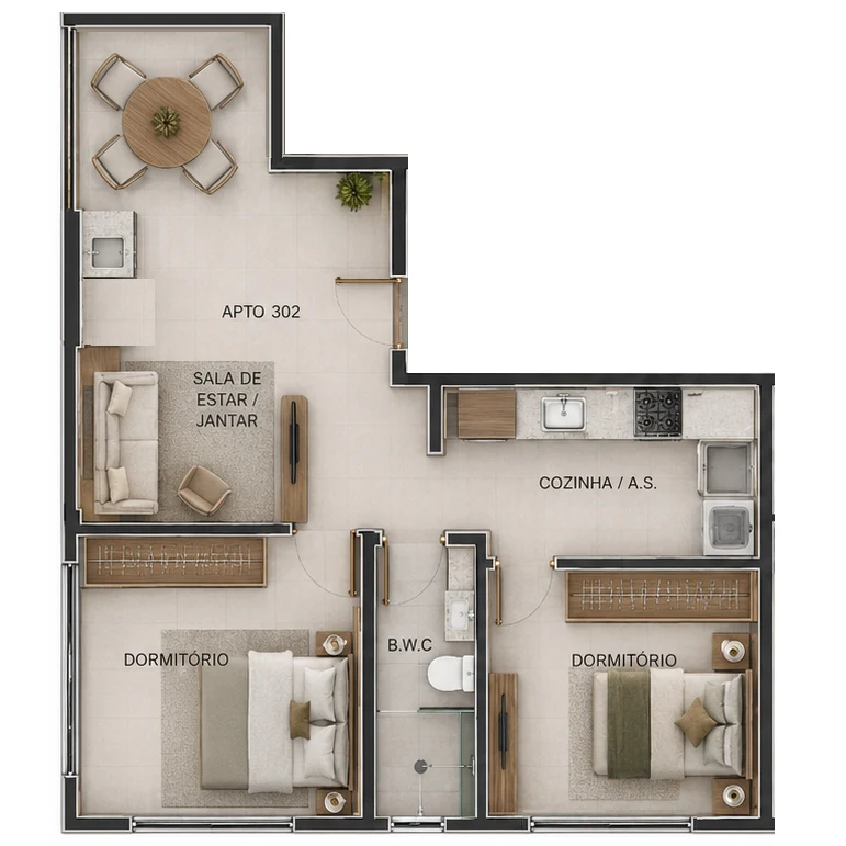 Unidade 65 a 77 m² - Residencial Jung